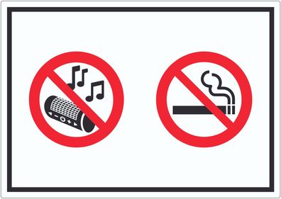 Aufkleber Musik und Rauchen verboten Symbol