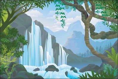 Muralo VINYL Fototapete XXL TAPETE Wasserfall im Dschungel 673