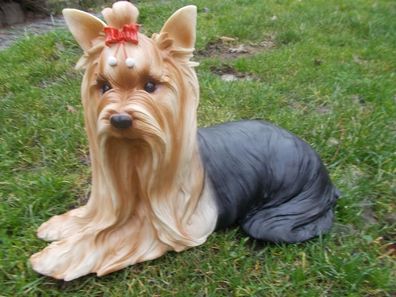 Yorkshire Terrier Deko Figur lebensgroß wetterfest Gartenfigur NEU