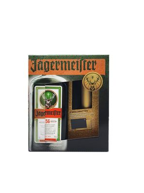 Jägermeister Geschenkset - Jägermeister 0,7l 700ml (35% Vol) + 2 Grillmatten- [