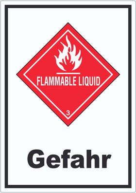 Aufkleber Entzündbare flüssige Stoffe Gefahr Flammable Liquid