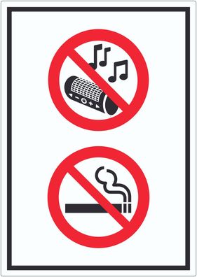 Aufkleber Musik und Rauchen verboten Symbol