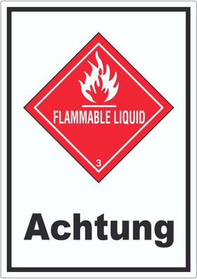 Aufkleber Entzündbare flüssige Stoffe Achtung Flammable Liquid