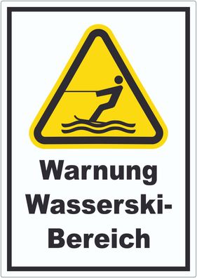 Aufkleber innenklebend Warnung Wasserski-Bereich