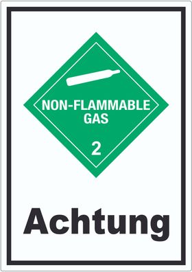 Aufkleber innenklebend nicht entzündliches Gas Achtung non-flammable