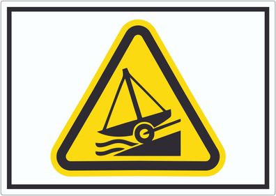 Aufkleber innenklebend Warnung Bootsrampe Symbol