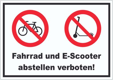 Aufkleber Fahrrad und E-Scooter abstellen verboten