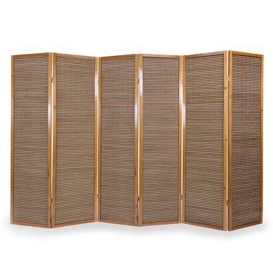 Paravent Raumteiler 6 teilig, Holz Bambus Braun 384