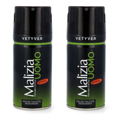 Malizia UOMO Vetyver deo EdT 2x150ml vetiver deospray deodorant im doppelpack