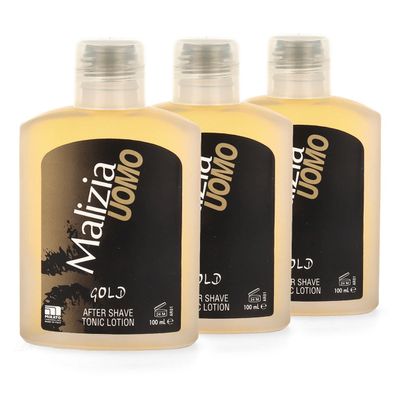 Malizia UOMO GOLD After Shave Tonic Lotion 3x 100 ml