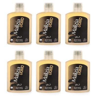 Malizia UOMO GOLD After Shave Tonic Lotion 6x 100 ml sixpack