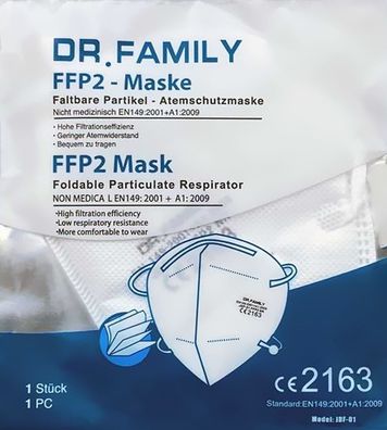 20 Stück Einzelverpackte FFP2 Masken Atemschutzmaske Dr. Family