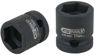 KS Tools 515.0064 1/2 Sechskant-Kraft-Stecknuss, extra kurz, 17,0 mm