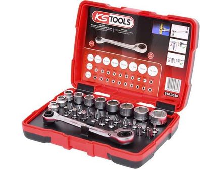 KS Tools 918.3050 1/4 + 11 mm Durchgangs-Steckschlüssel- und Bit-Satz, 31-tlg.