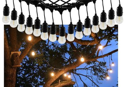 Biergarten-Lichterkette 1,5 + 12,5m 15x LED Lampen 0,8W Partylichterkette Außen