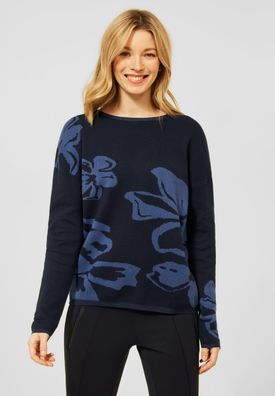 CECIL - Pullover mit Blumenprint in Deep Blue
