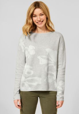 CECIL - Pullover mit Blumenprint in Off White Melange