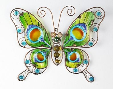 Wandobjekt Schmetterling, Wanddekoration, Wandhänger aus Glas und Metall