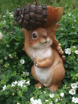Eichhörnchen Deko Figur Futterschale 23cm Gartenfigur wetterfest HOTANT NEU