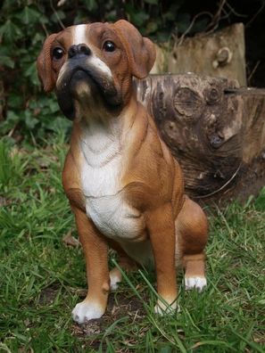 Deutscher Boxer Deko Figur sitzend 25cm Hundefigur Deko Vivid ARts HOTANT