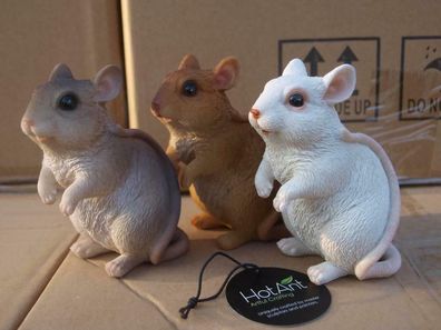 Maus Mäuse Nager verschiedene Farben Deko Figur lebensgross Garten HOTANT