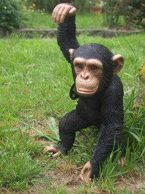 Affe Deko Figur lebensecht 43cm Garten wetterfest Schimpanse Baby Hotant