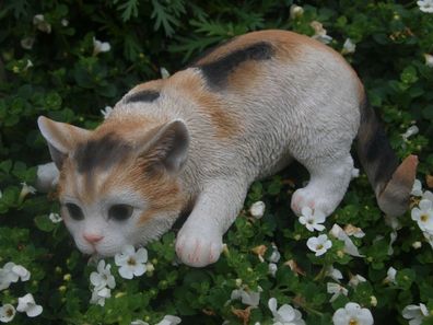 Katze Deko Figur Baby Schildpatt Glückskatze lebensgroß Gartenfigur HOTANT