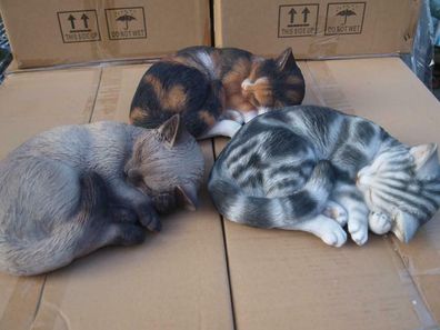 Katze Kater verschiedene Farben schlafend Deko Figur Siamkatze Garten HOTANT