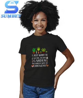 T-Shirt Damen-Chicken lover funny gardening