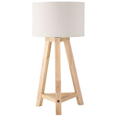 HOMCOM Tischlampe aus Holz Nachttischlampe Weiß + Natur