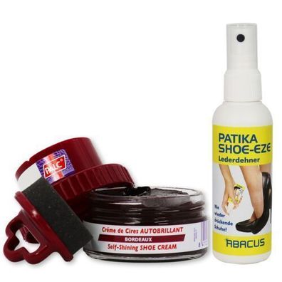 Set - 50 ml Palc bordeaux-rot + 50 ml Patika Schuhpflege Lederdehner