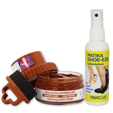 Set - 50 ml Palc hellbraun + 50 ml Patika Schuhpflege Lederdehner