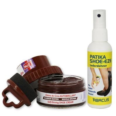 Set - 50 ml Palc mittelbraun + 50 ml Patika Schuhpflege Lederdehner