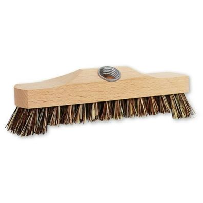 Schrubberbürste mit Bart 22 cm aus Holz mit Gewinde und Stielloch