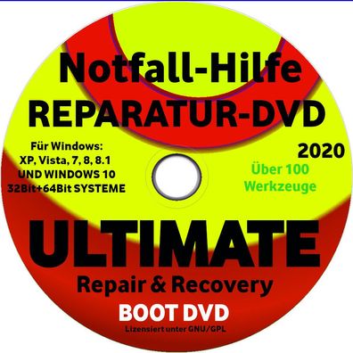 Recovery & Repair CD DVD für Windows 10 & 7 & 8 + Vista + XP Acer, HP, Lenovo