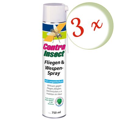 3 x FRUNOL Delicia® Contra Insect® Fliegen und Wespen Spray, 750 ml