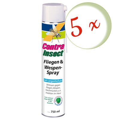 5 x FRUNOL Delicia® Contra Insect® Fliegen und Wespen Spray, 750 ml
