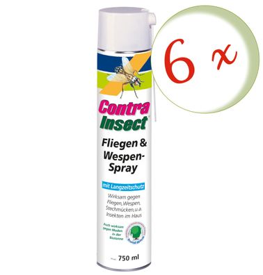 6 x FRUNOL Delicia® Contra Insect® Fliegen und Wespen Spray, 750 ml