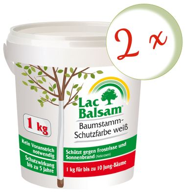 2 x FRUNOL Delicia® Etisso® LacBalsam Baumstamm-Schutzfarbe weiß, 1 kg
