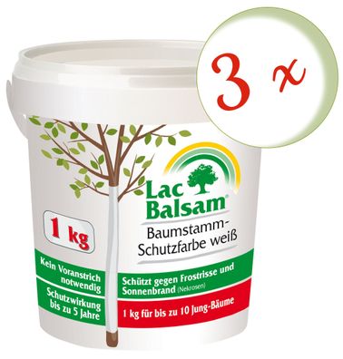 3 x FRUNOL Delicia® Etisso® LacBalsam Baumstamm-Schutzfarbe weiß, 1 kg