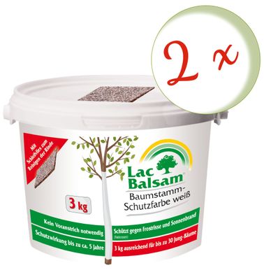 2 x FRUNOL Delicia® Etisso® LacBalsam Baumstamm-Schutzfarbe weiß, 3 kg