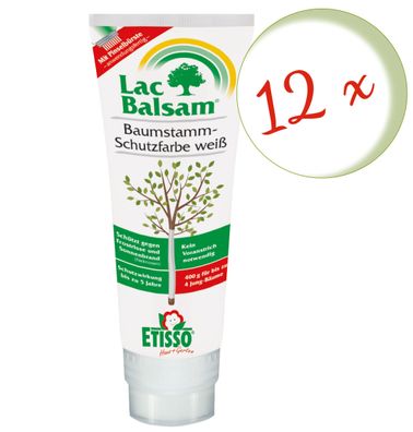12 x FRUNOL Delicia® Etisso® LacBalsam Baumstamm-Schutzfarbe weiß, 400 g