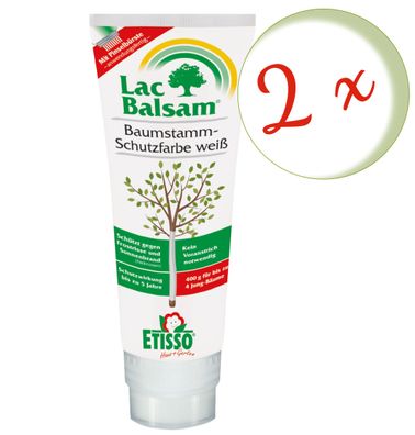 2 x FRUNOL Delicia® Etisso® LacBalsam Baumstamm-Schutzfarbe weiß, 400 g