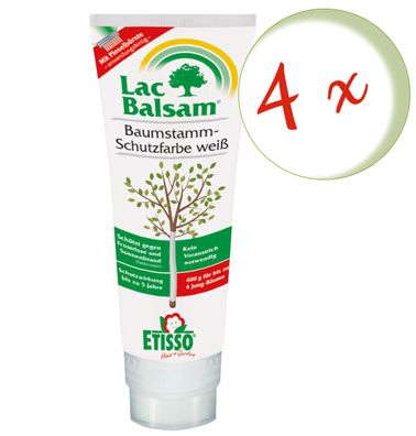4 x FRUNOL Delicia® Etisso® LacBalsam Baumstamm-Schutzfarbe weiß, 400 g