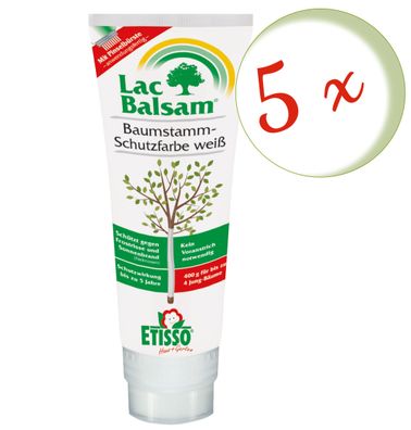 5 x FRUNOL Delicia® Etisso® LacBalsam Baumstamm-Schutzfarbe weiß, 400 g