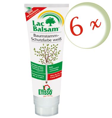 6 x FRUNOL Delicia® Etisso® LacBalsam Baumstamm-Schutzfarbe weiß, 400 g