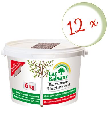 12 x FRUNOL Delicia® Etisso® LacBalsam Baumstamm-Schutzfarbe weiß, 6 kg