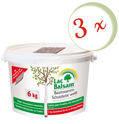 3 x FRUNOL Delicia® Etisso® LacBalsam Baumstamm-Schutzfarbe weiß, 6 kg
