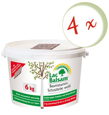 4 x FRUNOL Delicia® Etisso® LacBalsam Baumstamm-Schutzfarbe weiß, 6 kg