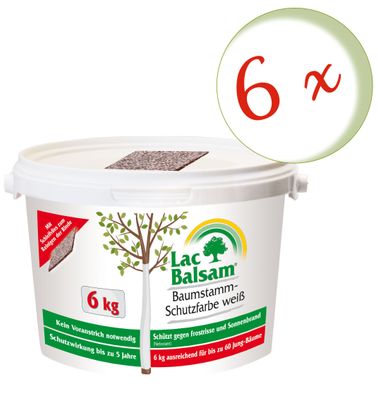 6 x FRUNOL Delicia® Etisso® LacBalsam Baumstamm-Schutzfarbe weiß, 6 kg